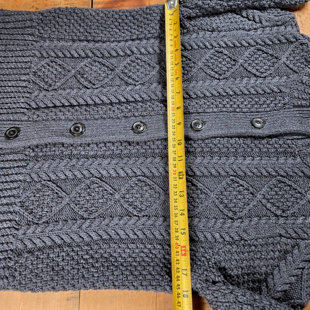 LL Bean Signature Women Gray Cotton Cable Knit Mock Neck Cardigan Sweater M - Picture 8 of 8